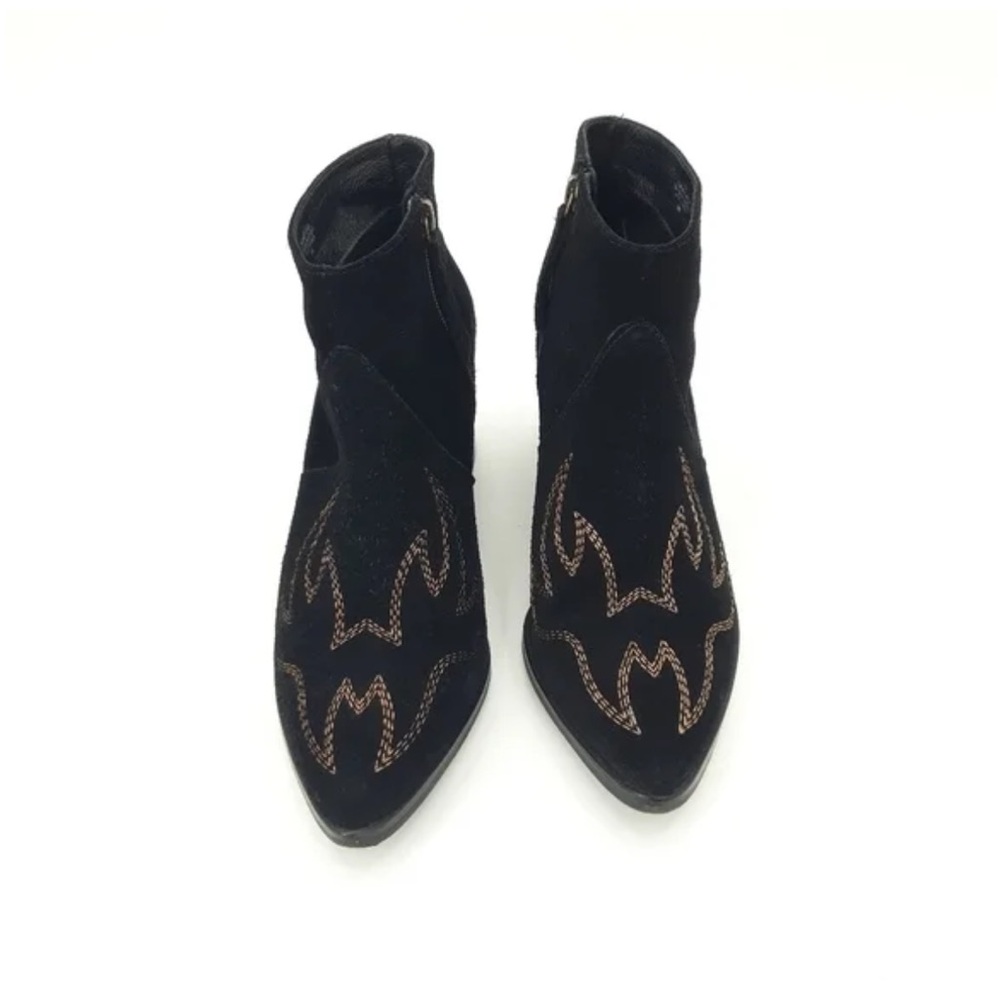 Matisse Black Ankle Boots with Embroidered Pattern
